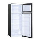 Magic Chef - Mini-réfrigérateur 2 portes de 7,4 pi³ en acier platine avec congélateur-2 clayettes en verre amovibles et 1 clayette fixe dans le réfrigérateur facilitent le rangement et l'accès aux aliments