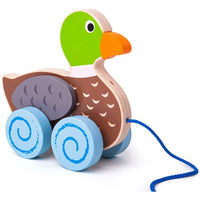 Bigjigs Toys Duck Pull Along-Brightly colored wooden Duck Pull Along.