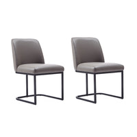 Manhattan Comfort - Lot de 2 chaises de salle à manger modernes Serena 23,62 po en similicuir gris-Chaise de salle à manger moderne pour salle à manger et bureau à domicile