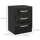 HOMCOM Modern Nightstand with 3 High Gloss Drawers for Bedroom - Black - Set of 2-Ample top space to place drinks, decorations, and more