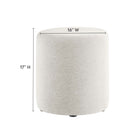 Modway - Callum Tissu rond tissé en bruyère de 16" Rembourré Ottoman - Ivoire à tissage de bruyère-Rembourrage en mousse dense