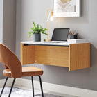Modway Kinetic 38" Wall-Mount Office Desk - White Natural-Assembly Required