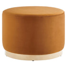 Modway Tilden Large 23" Round Performance Velvet Upholstered Ottoman - Rust/Natural-Performance Velvet Upholstery
