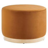 Modway Tilden Large 23" Round Performance Velvet Upholstered Ottoman - Rust/Natural-Performance Velvet Upholstery