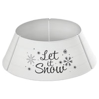 HOMCOM 26" Metal Christmas Tree Collar Base Cover - White-Type (pattern): a white finish with and black-tone "Let it Snow" and snowflake. Decorate your room and hide your Christmas tree stand 