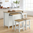 Modway Farmstead 3-Piece Kitchen Island and Stool Set - Oak White-Pull-Out Table