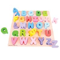 Bigjigs Toys - Puzzle de l'alphabet en gros morceaux - Majuscules-Les petits n'ont pas besoin d'être intimidés par l'alphabet avec ce puzzle amusant et absorbant
