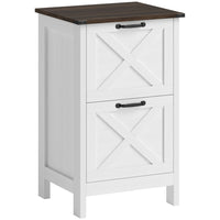 HOMCOM 2-Drawer Letter/A4 Filing Cabinet - Distressed White-Enhances home office decor with a charming barn door look
