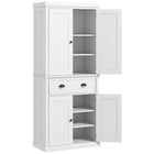 HOMCOM 72" H Freestanding Kitchen Pantry Cabinet with Drawer - White-Elegant modern design with beadboard panels and antique handles 