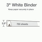 Cardinal XtraLife ClearVue Locking D-Ring Binder, White, 3”-Back-mounted locking Slant-D rings with GelTab triggers hold 25% more sheets than standard round rings