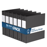 Davis Group Premium Economy Binder - Round Ring - 2" - Black - 6 Pack-3 Ring Binder