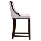 Manhattan Comfort - Tabouret de comptoir Fifth Avenue 19" traditionnel rembourré en similicuir - blanc perle et noyer - lot de 2-Hauteur du siège : 26 po