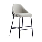 Manhattan Comfort Gracie 22" Modern Leatherette Upholstered Counter Stool - Stone and Black - 3 Pack-Seat Height: 26 in
