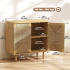 HOMCOM - Buffet boho 31,5 po L avec portes en corde de papier tressée à la main - chêne-Idéal comme meuble d’appoint, buffet, petit meuble pour bar à café, meuble de rangement de cuisine ou meuble d’entrée 