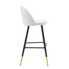 Modway Cordial Performance Velvet Bar Stools - White - Set of 2-Assembly Required