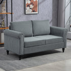 HOMCOM Loveseat Sofa with Curved Armrests - Grey-Rolled arms and gourd-shaped legs exude timeless charm