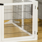 PawHut - Barrière pour animaux en bois autoportante avec 6 panneaux, 2 pieds de soutien - blanc-Couleur : Blanc 