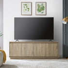 Hudson&Canal - Meuble TV Presque pour téléviseurs jusqu'à 75" - Chêne gris vieilli-Fabriqué à partir de matériaux MDF robustes dans une finition en chêne gris vieilli fabriquée à la main