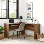 Modway - Venture En forme de L Bois Bureau - Noyer-Construction en panneaux de particules et MDF