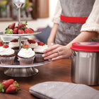 Tramontina Canister Set - Red Lids - 4 Piece Set-Fine satin with mirror accent border interior and exterior finish