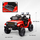 Qaba 12V Kids Ride on Truck Car with Remote Control, Openable Doors - Red-Includes single start button, USB, music player, horn, and headlights for entertaining drives 