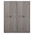 Manhattan Comfort Cornelia 59.22" 2-Piece Modern 11-Shelf Storage Closet - Grey-Modern Free Standing 2-Piece Set of Wardrobe Closet with 4 Large Shelves and Wardrobe Closet with 7 Compartments for Bedroom and Storage Use