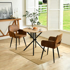 Homy Casa - Chaise  Moderne Rembourrée de Salle à Manger en Daim Marron - Pieds Noirs et Accents Dorés - Paquet de 2-Style Polyvalent : Le design élégant de la chaise s'intègre bien à divers styles de décoration, du moderne au contemporain.