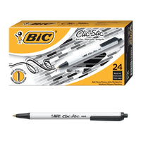 BIC Clic Stic Retractable Ballpoint Pen - 1.0mm - Black - 24 Pack-Clic Stic Ballpoint Pen
