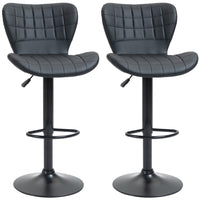HOMCOM - Tabourets de bar pivotants réglables en cuir PU - noir - paquet de 2-Un ensemble de 2 offre un look assorti 
