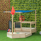Outsunny - Bac à sable en bois pour enfants en forme de bateau avec couvercle - Bois naturel-Fabriqué en bois de sapin robuste, il ne se fissure pas et ne se décolore pas 
