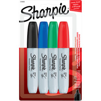 Sharpie Permanent Markers - Chisel Tip - Assorted Colours - 4 Pack-Versatile chisel tip allows for two distinctive lines: broad and fine