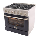 Kucht 36" KNG Series Pro Style Propane Gas Range - Stainless Steel/Black-Electronic ignition with auto re-ignition reduces the risk of gas leaks for enhanced safety