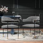Manhattan Comfort - Lia 24,8 po Fauteuil de salle à manger moderne en chenille gris-Monture en métal de haute qualité avec embouts dorés brossés pour la mode et la durabilité