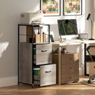 Vinsetto Letter/A4 Filing Cabinet with Hanging Bars - Distressed Grey-Rustic wood texture panels and black metal frame adds an industrial charm
