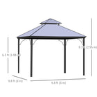Outsunny 2-Tier Outdoor Polycarbonate Roof Gazebo - 10' x 10' - Beige-The double roof allows for better ventilation 