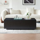 Hudson&Canal Paxton 48"W Rectangular Coffee Table - Black Grain-Finished in wood-look black grain
