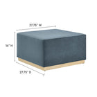 Modway Tilden Large 28" Square Performance Velvet Upholstered Ottoman - Cadet Blue/Natural-Stain-Resistant Fabric
