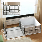 PawHut 7-Panel Whelping Box for Dogs with Pee Pads-Steel construction features a door for mother's easy access, isolating puppies