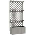 Outsunny Wooden Planter with Trellis & Hanging Roof - Plant Shelf - Drainage Holes - Bed Liner - Grey-Raised planter with trellis supports climbing plants and vines
