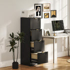 HOMCOM 4-Drawer Fluted Vertical Letter/A4 Filing Cabinet with Lock - Black-Each drawer can be locked separately for security, including two keys per lock
