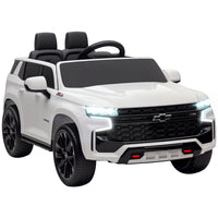 Aosom 12V Chevrolet Tahoe Kids Ride-On Car - White-2 motors for solid and straightforward driving on various terrains 