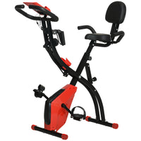 Soozier - Vélo D’Exercice Pliable 3 En 1 Avec Résistance Magnétique À 8 Niveaux - Rouge-Répond à vos besoins de remodelage corporel, musculation et fitness, entraînement de la taille, des hanches, des jambes et des bras  