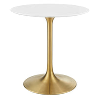 Modway Lippa 28" Round Wood Dining Table - Gold White-Modern Dining Table