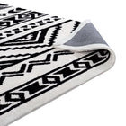 Modway Haku Geometric Moroccan Tribal Area Rug - 8 ft W x 10 ft L - Black/White-High Density / Machine-Woven