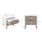 Manhattan Comfort - Table de nuit moderne DUMBO 51 cm à 2 tiroirs - Blanc et gris rustique - Lot de 2-Poignées de tiroir horizontales en métal avec finition dorée