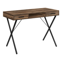 Monarch Specialties 7794 42" Computer Desk - Brown Reclaimed Wood/Black Metal-Perfect multi-use computer desk for all laptop or tablets; easy maintainable surface in a brown reclaimed wood-look finish