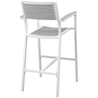 Modway Maine Outdoor Patio Bar Stool - White Light Gray - Set of 2-Plastic Base Glides