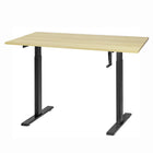 Ezywork Manual Height Adjustable Standing Desk - 48" x 24" - Black Frame / Bright Wood Table Top-Hand Crank Height Adjustable Desk Frame