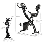 Soozier - Vélo D’Exercice Pliant 3 En 1 Avec Résistance Magnétique À 8 Niveaux - Noir-Résistance magnétique réglable sur 8 niveaux pour une variété d’intensités d’entraînement  