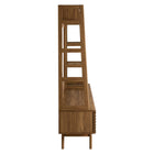 Modway Render TV Stand Entertainment Center - Walnut-Durable Particleboard and MDF Construction
